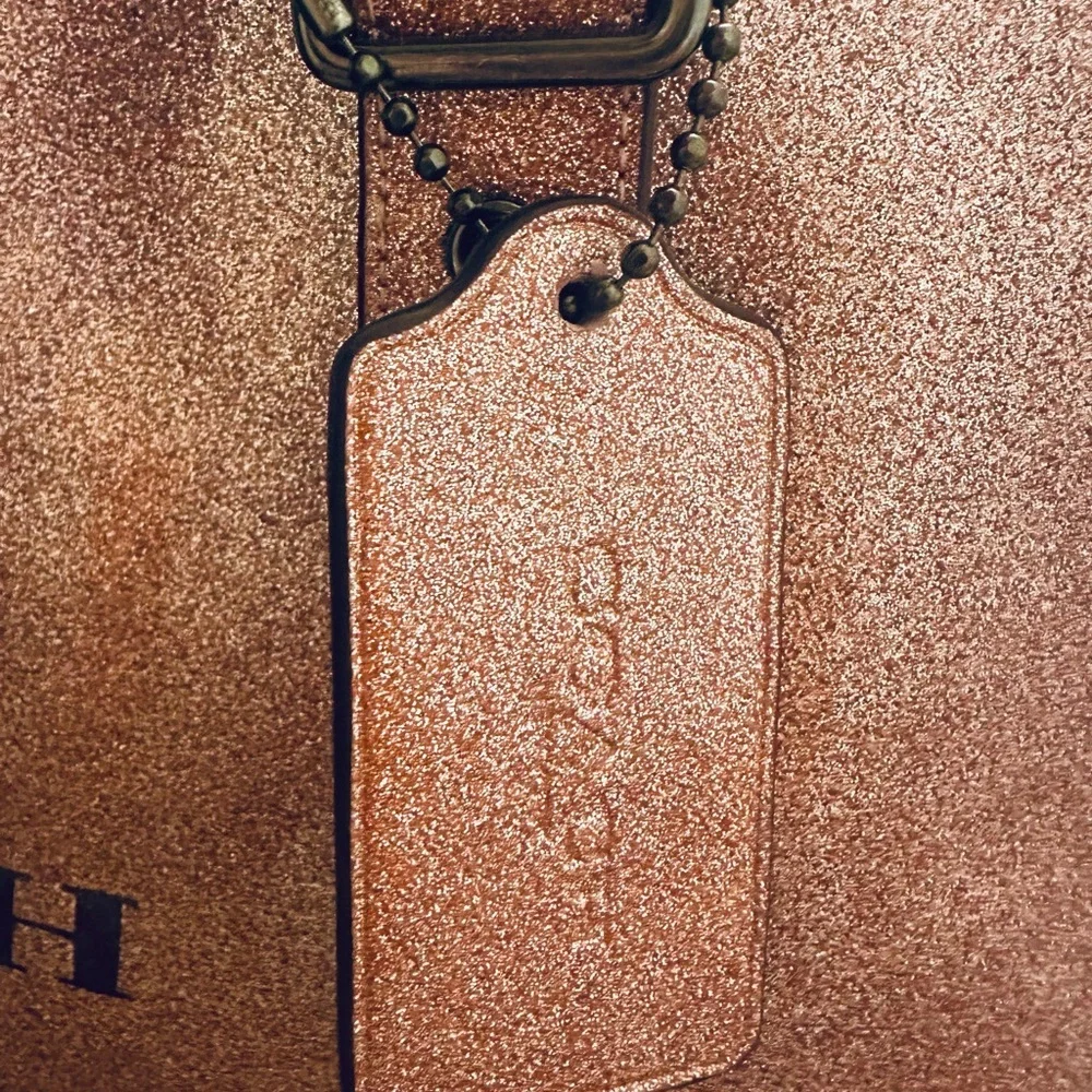 Coach Leather Metallic Glitter Rose Pink Large Tote Bag NWT - Picture 5 of 11